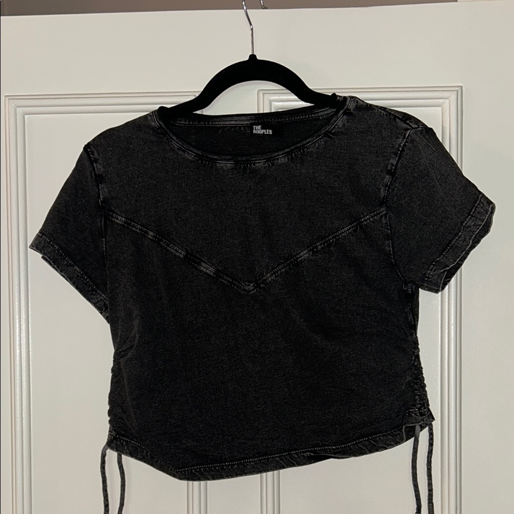 Kooples Black Denim look %100 cotton  Crop Top